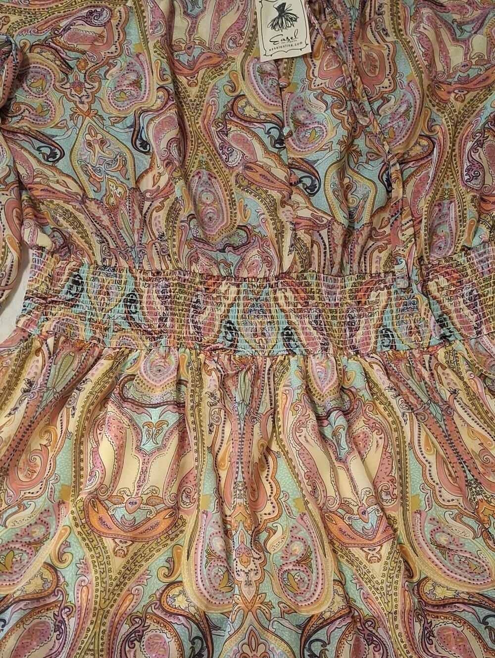 Paisley Tiered Mini Dress in Pastel Mix by Easel